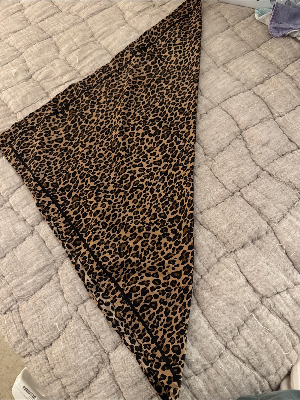 Leopard Print Triangle Scarf - Brown/Black/Satin/hair wrap, accessory, neck tie